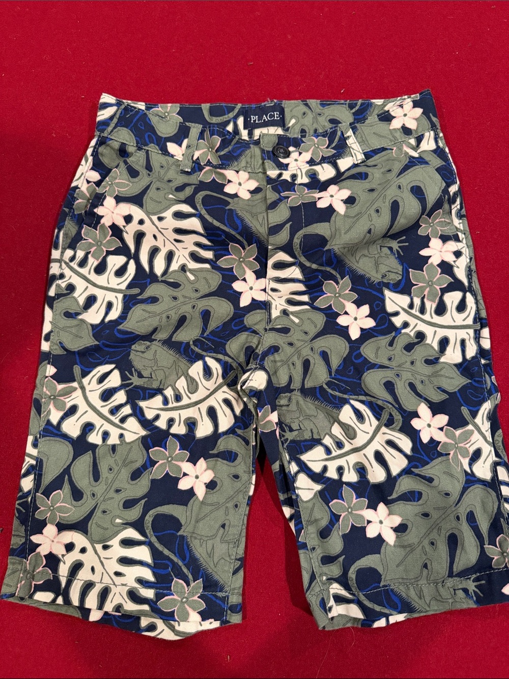 The Children's Place Navy Floral Leaf Print Shorts